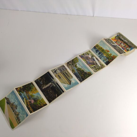 Souvenir Folder of Akron Ohio 1930s Fold-Out Linen Postcards OH Building Stadium - Picture 4 of 11